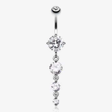 Brilliant Gem Cascade Belly Ring-Clear Gem